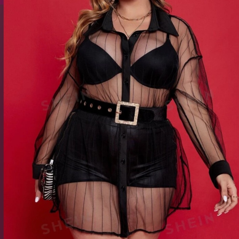 Mesh black blouse